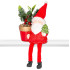 MagicHome Christmas rotājums, Ziemassvētku vecītis ar puķu podu, terakota, 12,6x9,3x24 cm