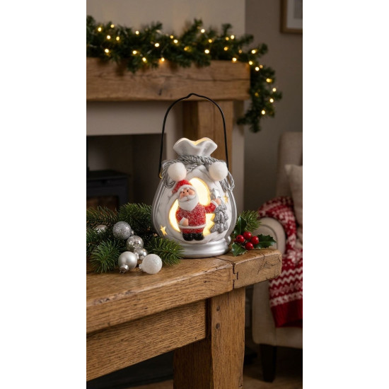 MagicHome Christmas decoration, Santa in a package, LED, terracotta, 9.8x8.8x12.8 cm MagicHome Christmas decoration, Santa in a package, LED, terracotta, 9.8x8.8x12.8 cm