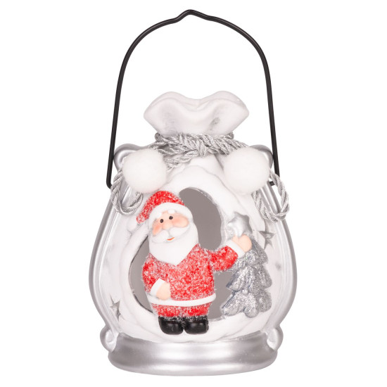 MagicHome Christmas decoration, Santa in a package, LED, terracotta, 9.8x8.8x12.8 cm MagicHome Christmas decoration, Santa in a package, LED, terracotta, 9.8x8.8x12.8 cm