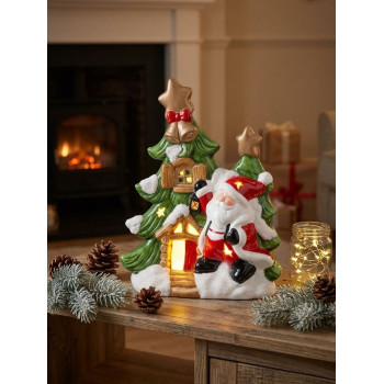 MagicHome Christmas rotājums, eglīte ar Ziemassvētku vecīti, LED, terakota, 27,3x11x34 cm MagicHome Christmas rotājums, eglīte ar Ziemassvētku vecīti, LED, terakota, 27,3x11x34 cm