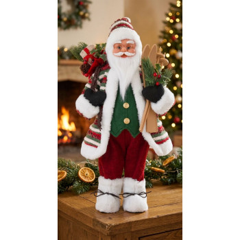MagicHome Christmas rotājums, Ziemassvētku vecītis ar slēpēm, 46 cm MagicHome Christmas rotājums, Ziemassvētku vecītis ar slēpēm, 46 cm