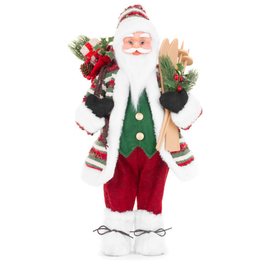 MagicHome Christmas rotājums, Ziemassvētku vecītis ar slēpēm, 46 cm MagicHome Christmas rotājums, Ziemassvētku vecītis ar slēpēm, 46 cm