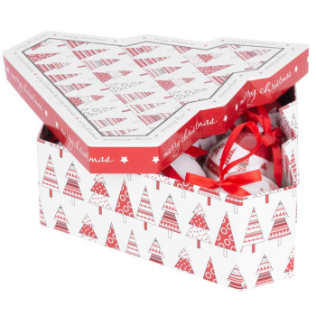 Елочные шары MаgiсHome, с елками, 6 шт., 7,5 см, красные/белые, для елки