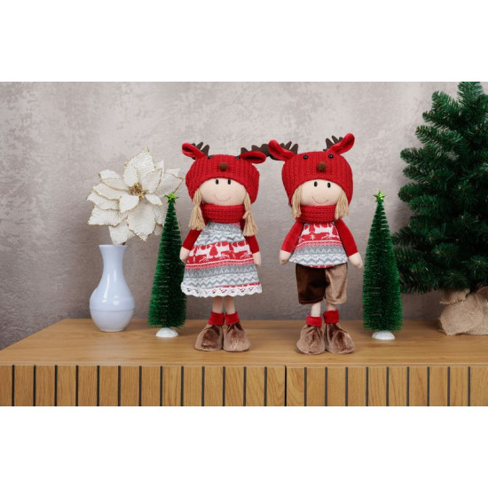 Рождественская фигурка MаgiсHome сhristmаs, Девушка в красно-серой шапке, 42 см