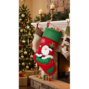 MagicHome Christmas rotājums, Zeķe ar Ziemassvētku vecīti, 41 cm MagicHome Christmas rotājums, Zeķe ar Ziemassvētku vecīti, 41 cm
