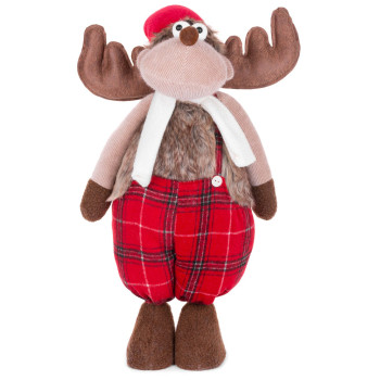 MagicHome Christmas Ziemassvētku rotājumi, Ziemeļbriedis biksēs, audums, sarkans, 32x25x92 cm