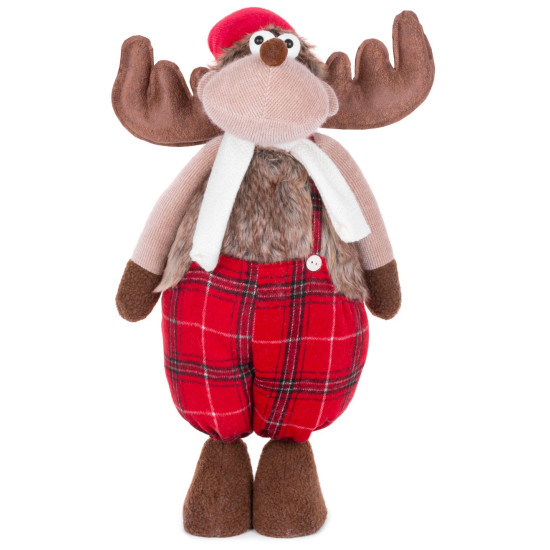 MagicHome Christmas Ziemassvētku rotājumi, Ziemeļbriedis biksēs, audums, sarkans, 32x25x92 cm