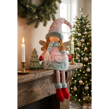 MagicHome Christmas Ziemassvētku rotājumi, Eņģelis ar sarkanām kurpēm un garām kājām, audums, rozā-zaļš, 16x10x71 cm MagicHome Christmas Ziemassvētku rotājumi, Eņģelis ar sarkanām kurpēm un garām kājām, audums, rozā-zaļš, 16x10x71 cm