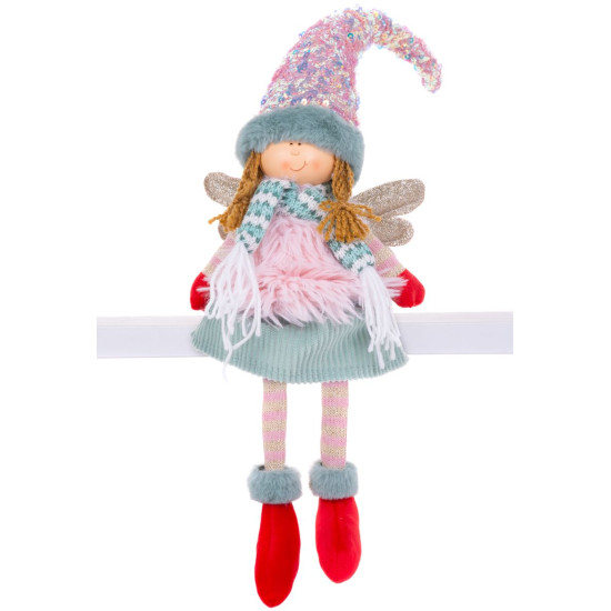 MagicHome Christmas Ziemassvētku rotājumi, Eņģelis ar sarkanām kurpēm un garām kājām, audums, rozā-zaļš, 16x10x71 cm MagicHome Christmas Ziemassvētku rotājumi, Eņģelis ar sarkanām kurpēm un garām kājām, audums, rozā-zaļš, 16x10x71 cm
