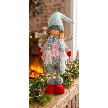 MagicHome Christmas figūra, Anjelik zēns ar sarkanām kurpēm, rozā-zaļa, 17x10x64 cm MagicHome Christmas figūra, Anjelik zēns ar sarkanām kurpēm, rozā-zaļa, 17x10x64 cm
