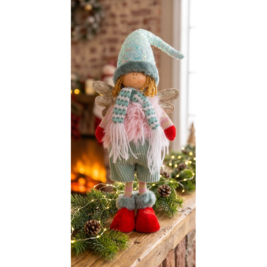 MagicHome Christmas figūra, Anjelik zēns ar sarkanām kurpēm, rozā-zaļa, 17x10x64 cm MagicHome Christmas figūra, Anjelik zēns ar sarkanām kurpēm, rozā-zaļa, 17x10x64 cm