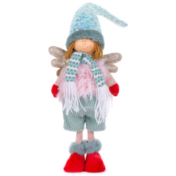 MagicHome Christmas figūra, Anjelik zēns ar sarkanām kurpēm, rozā-zaļa, 17x10x64 cm