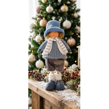 MagicHome Christmas figūra, Zēns ar zilu cepuri, zils, audums, 16x10x36 cm MagicHome Christmas figūra, Zēns ar zilu cepuri, zils, audums, 16x10x36 cm