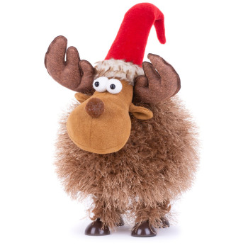 MagicHome Christmas Ziemassvētku rotājumi, kupls ziemeļbriedis, brūns, audums, 22x20x41 cm