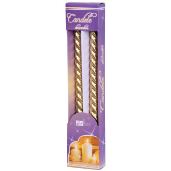 MagicHome Christmas candle, 25 cm, pack. 2 pcs., golden, spiral, twisted