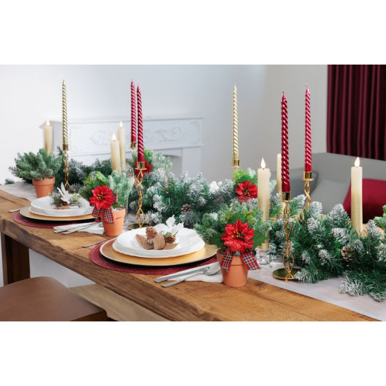 MagicHome Christmas candle, 25 cm, pack. 2 pcs., golden, spiral, twisted