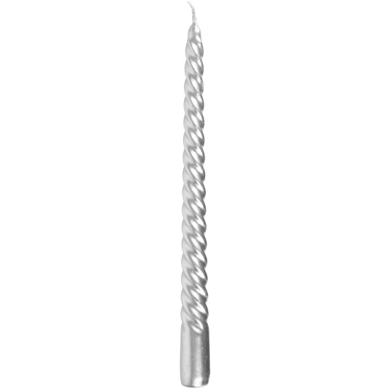 MagicHome Ziemassvētku svece, 25 cm, pak. 2 gab., sudrabs, spirāle