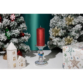 Рождественская свеча MаgiсHome, 5,5x12 см, красная, с блестками.