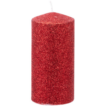 Рождественская свеча MаgiсHome, 5,5x12 см, красная, с блестками.