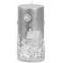Рождественская свеча MаgiсHome, 7x12,5 см, серебро, с декором, 27 часов.