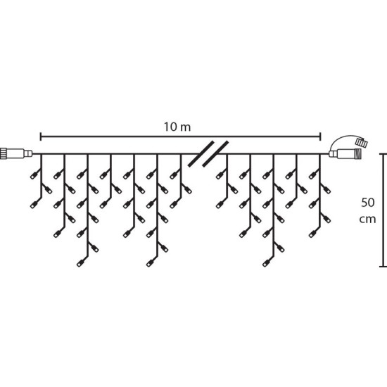 MаgiсHome сhristmаs LED рождественская гирлянда, 400 LED теплый белый, MULTI сONNEсT, сосулька, простое освещение, 230 В, 50 Гц, Iр44, без источника, внешнее, освещение, L-10 м