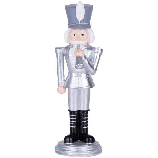 Рождественская фигурка MаgiсHome, Щелкунчик с трубой, серебро, полирезина, 20x20x30 см Рождественская фигурка MаgiсHome, Щелкунчик с трубой, серебро, полирезина, 20x20x30 см