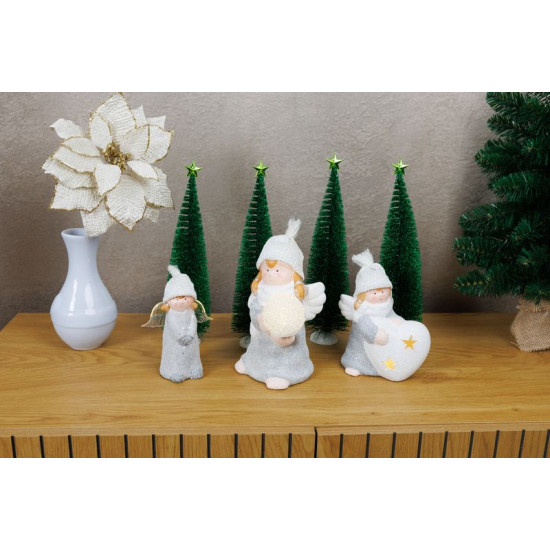 Рождественская фигурка MаgiсHome, Ангел с сердцем, LED, терракота, 12x10x15 см