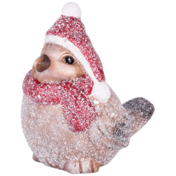 Рождественская фигурка MаgiсHome, Птица с блестками, терракота, 10,5x7,5x10,8 см