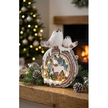 MagicHome Christmas rotājums, Putni ar mājiņām, LED, keramika, 33,3x16,5x47 cm MagicHome Christmas rotājums, Putni ar mājiņām, LED, keramika, 33,3x16,5x47 cm