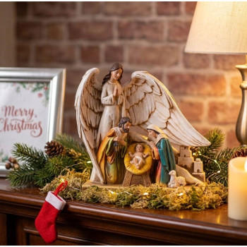 MagicHome Christmas rotājums, Svētā ģimene zem eņģeļa spārniem, polirezīns, 21,5 cm MagicHome Christmas rotājums, Svētā ģimene zem eņģeļa spārniem, polirezīns, 21,5 cm