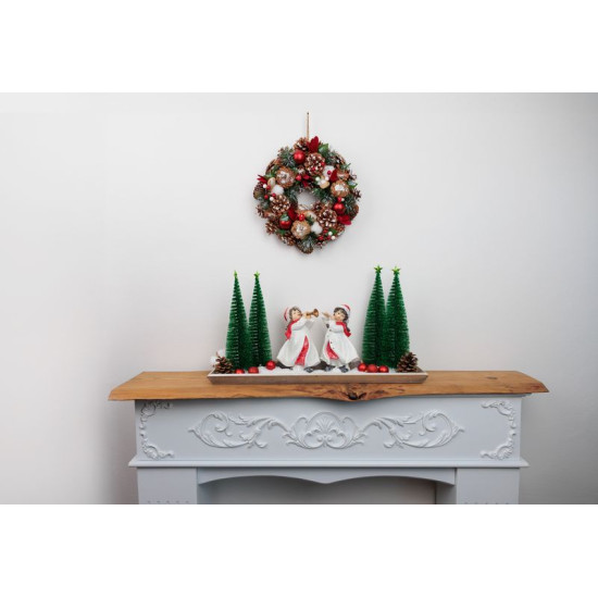 Decoration MagicHome Christmas, Little girl playing the flute, polyresin, 12x12x20 cm