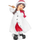 Decoration MagicHome Christmas, Little girl playing the flute, polyresin, 12x12x20 cm