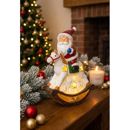 MagicHome Christmas rotājums, Ziemassvētku vecītis uz zirga, LED, polirezīns, 12x5,5x18 cm MagicHome Christmas rotājums, Ziemassvētku vecītis uz zirga, LED, polirezīns, 12x5,5x18 cm