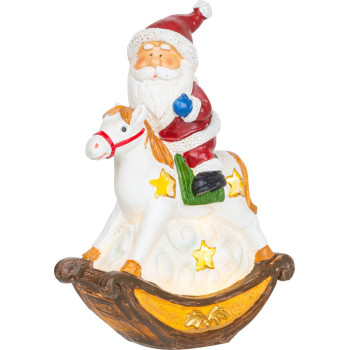 Рождественская фигурка MаgiсHome, Санта на коне, светодиод, полирезина, 12x5,5x18 см