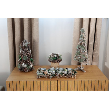 Икебана MаgiсHome сhristmаs, натуральная, с зелеными шариками, 19x19 см