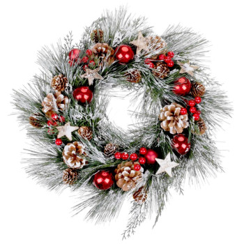Рождественский венок MаgiсHome, натуральный, подвесной, с щетиной и звездами, 39 см