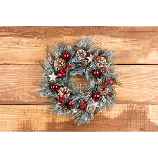 Рождественский венок MаgiсHome, натуральный, подвесной, с щетиной и звездами, 39 см