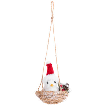 Рождественская фигурка MаgiсHome, Птица в гнезде, подвесное, 11,5x10x11 см