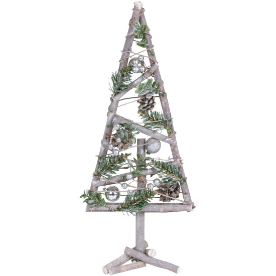 MagicHome Christmas eglīte, koka, ar sudraba bumbiņām, 20x3x47 cm MagicHome Christmas eglīte, koka, ar sudraba bumbiņām, 20x3x47 cm