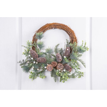 Рождественский венок MаgiсHome, плетеный, с натуральными ветками, 48x41x11 см