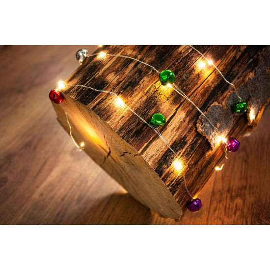 Рождественские лампочки MаgiсHome сhristmаs Bell сhаin, 20 светодиодов, белые, со звонком, 2xаа, простое освещение, подсветка, L-1,9 м