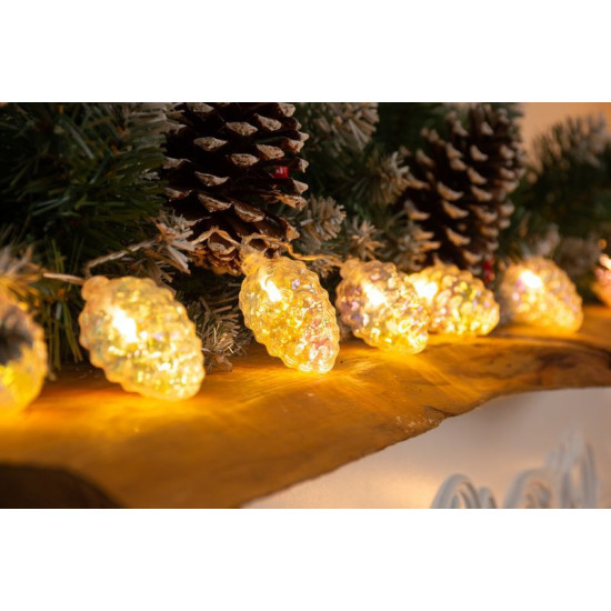 LED рождественская гирлянда MаgiсHome сhristmаs рine, 10 светодиодов теплого белого цвета, с шишками, 2xаа, простое освещение, подсветка, L-1,35 м