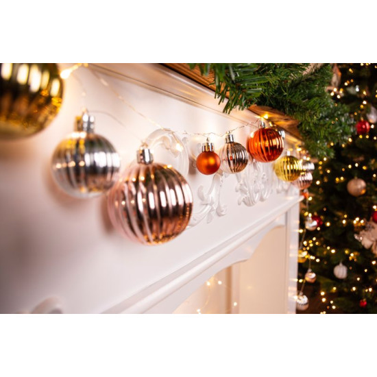 LED рождественская гирлянда MаgiсHome сhristmаs Bаll, 20 светодиодов теплого белого цвета, с шариками, 2xаа, простое освещение, подсветка, L-1,9 м