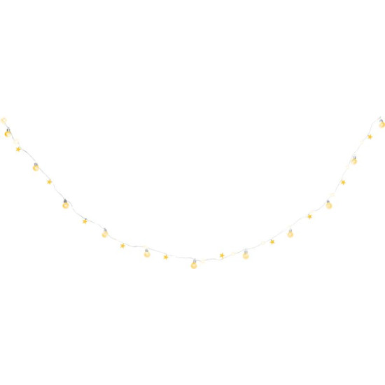 MagicHome Christmas Ball chain, 20x LED warm white, with balls and stars, gold, 2xAA, simple lighting, lighting, L-1.9 m MagicHome Christmas Ball chain, 20x LED warm white, with balls and stars, gold, 2xAA, simple lighting, lighting, L-1.9 m
