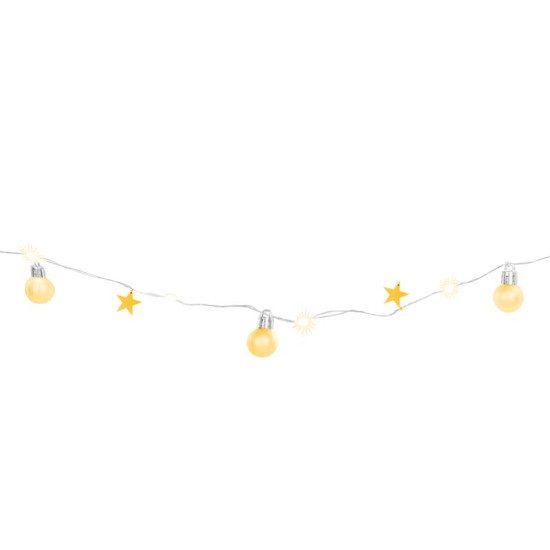 MagicHome Christmas Ball chain, 20x LED warm white, with balls and stars, gold, 2xAA, simple lighting, lighting, L-1.9 m MagicHome Christmas Ball chain, 20x LED warm white, with balls and stars, gold, 2xAA, simple lighting, lighting, L-1.9 m