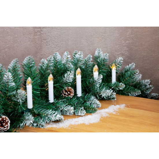 MagicHome Ziemassvētku svece, ar klipsi, ķēde, 10 gaismas diodes, 2xAA, 10 gab, taimeris, 1,5x9 cm