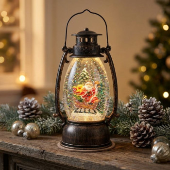 Фонарь MagicHome Christmas Retro, светодиодный, с Дедом Морозом, с блестками, черный, 3хАА, пластик, 13х11х24/35 см Фонарь MagicHome Christmas Retro, светодиодный, с Дедом Морозом, с блестками, черный, 3хАА, пластик, 13х11х24/35 см