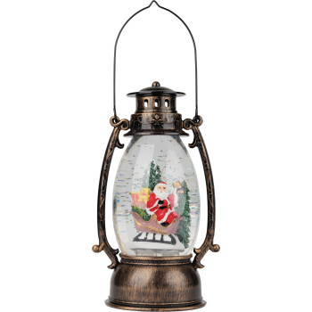 Фонарь MagicHome Christmas Retro, светодиодный, с Дедом Морозом, с блестками, черный, 3хАА, пластик, 13х11х24/35 см