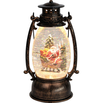 Фонарь MagicHome Christmas Retro, светодиодный, с Дедом Морозом, с блестками, черный, 3хАА, пластик, 13х11х24/35 см