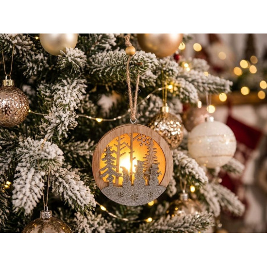 MagicHome Ziemassvētku rotājums, Sniegavīrs bumbiņā, LED, piekarināms, MDF, 8,5x2x8,5 cm MagicHome Ziemassvētku rotājums, Sniegavīrs bumbiņā, LED, piekarināms, MDF, 8,5x2x8,5 cm